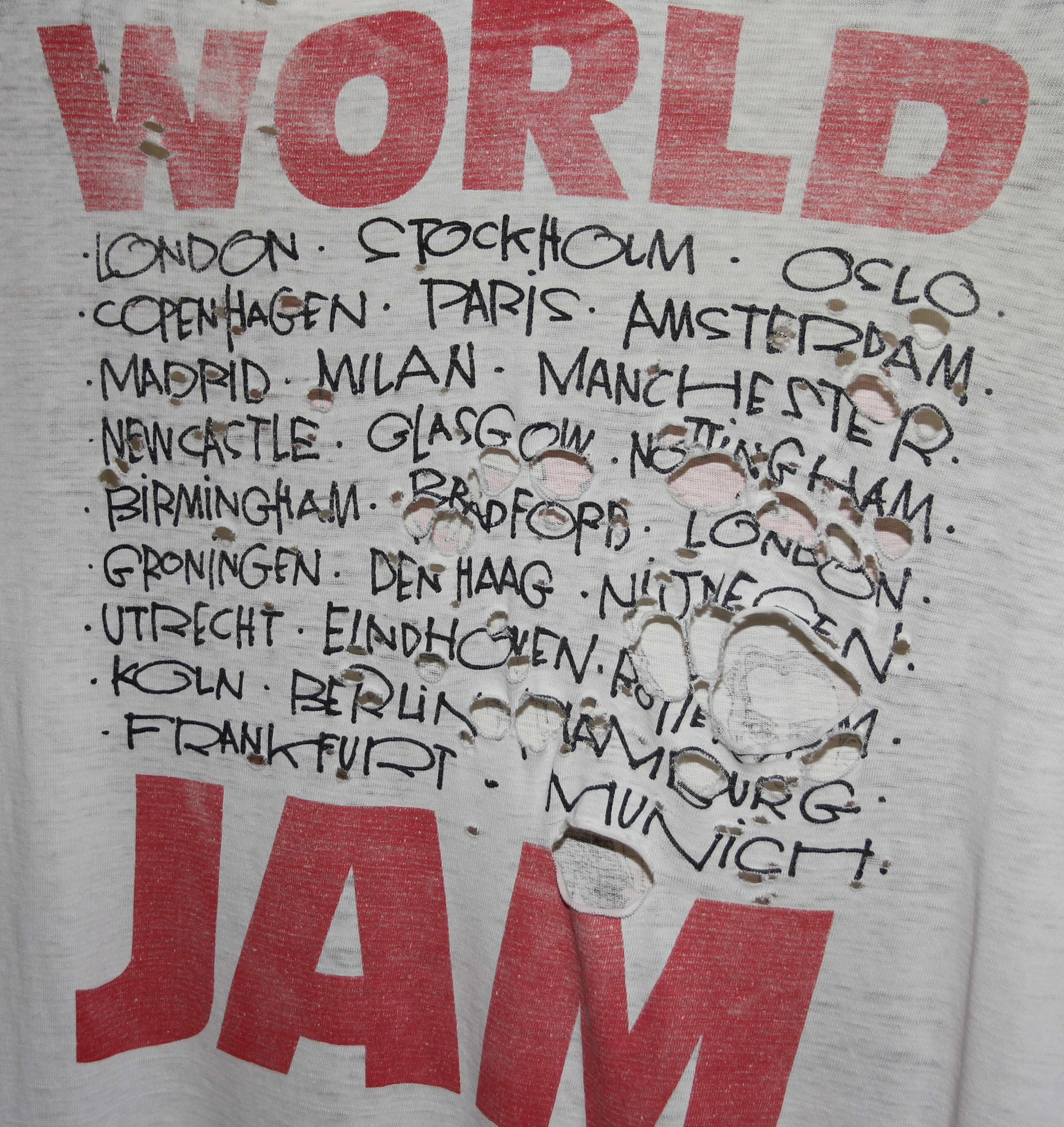 Pearl Jam 1992 World Jam Tour Shirt