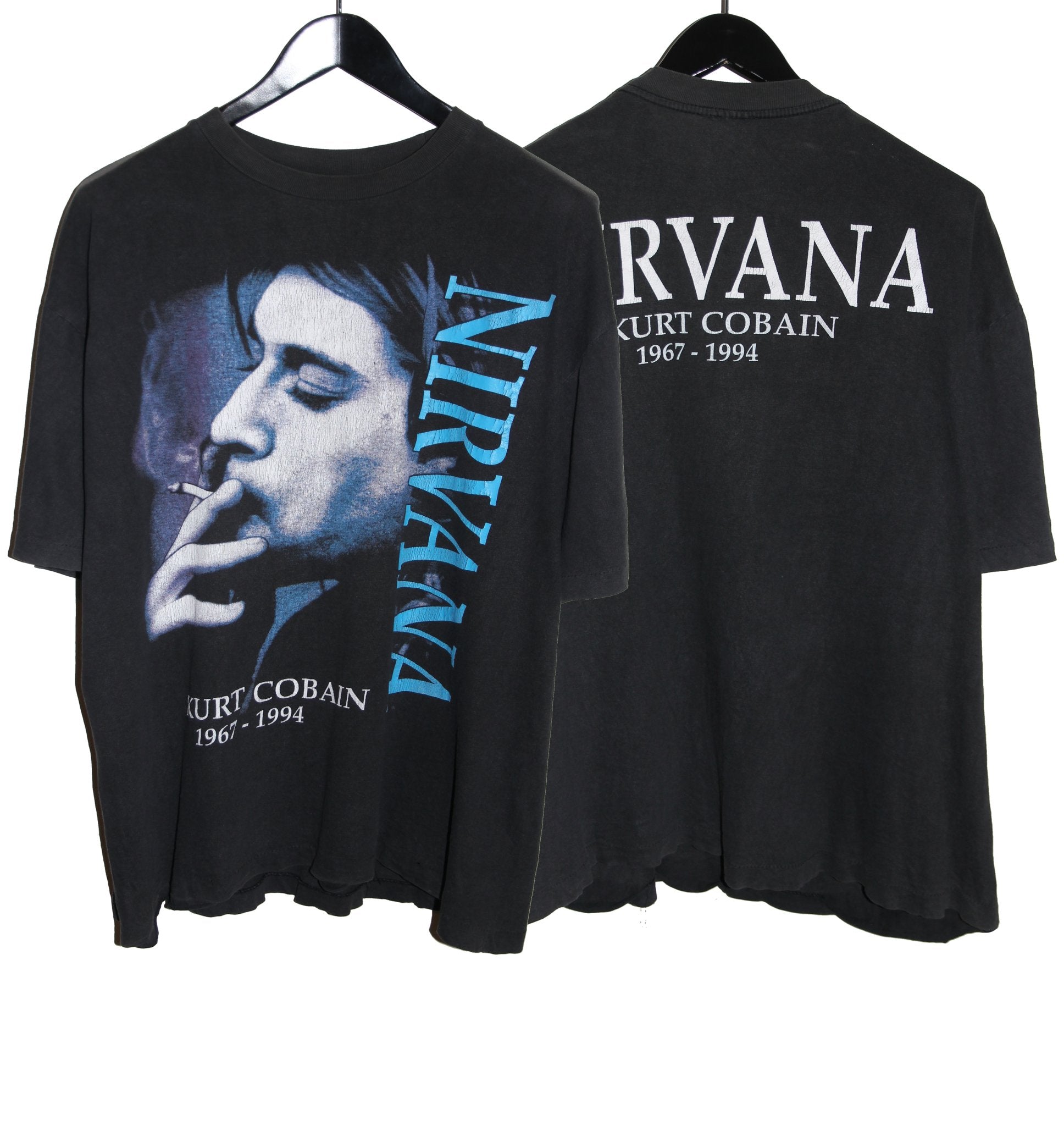 Kurt Cobain 1994 Blue Smoking Memorial Shirt - Faded AU