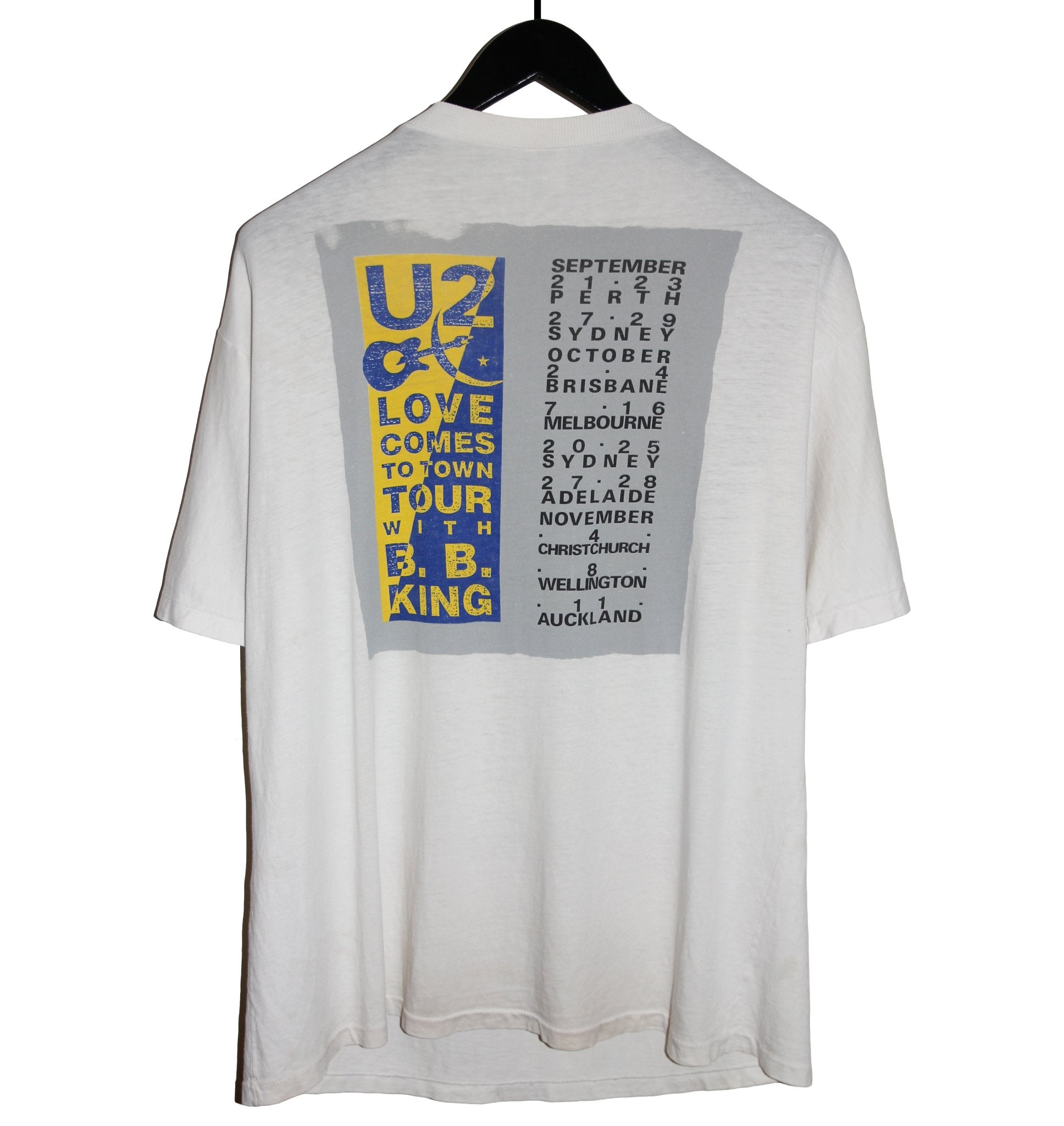 U2 1989 When Love Comes To Town Tour Shirt - Faded AU