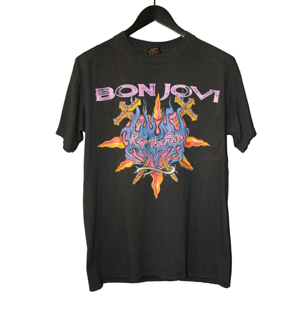 Bon Jovi 1993 Keep The Faith World Tour Shirt - Faded AU