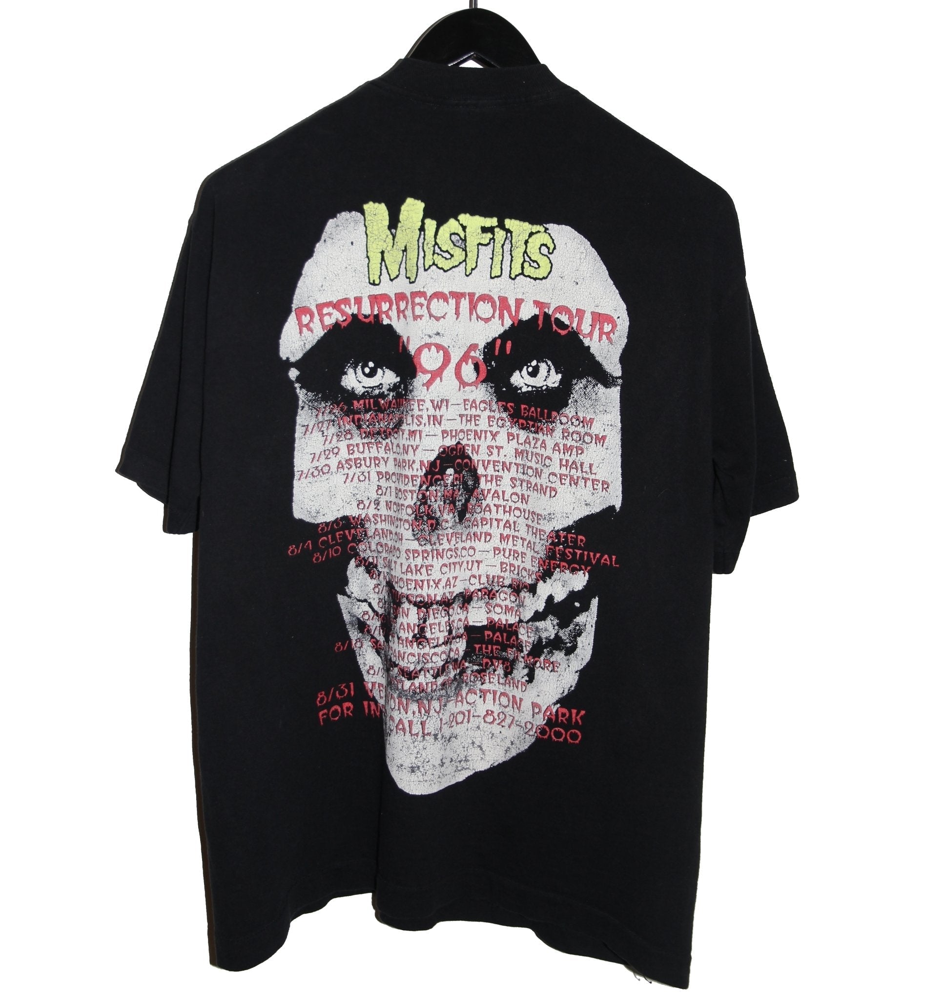 Misfits 1996 Crimson Ghost *Glow In The Dark* East Coast Tour Shirt - Faded AU