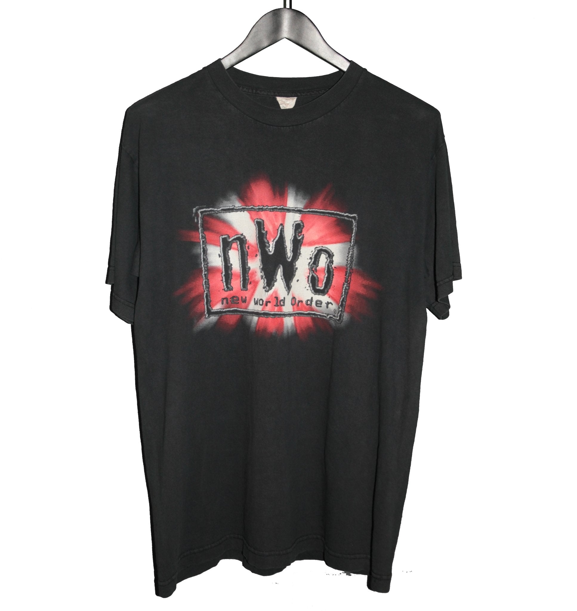 NWO 1998 Red & White Riddle Wrestling Shirt - Faded AU