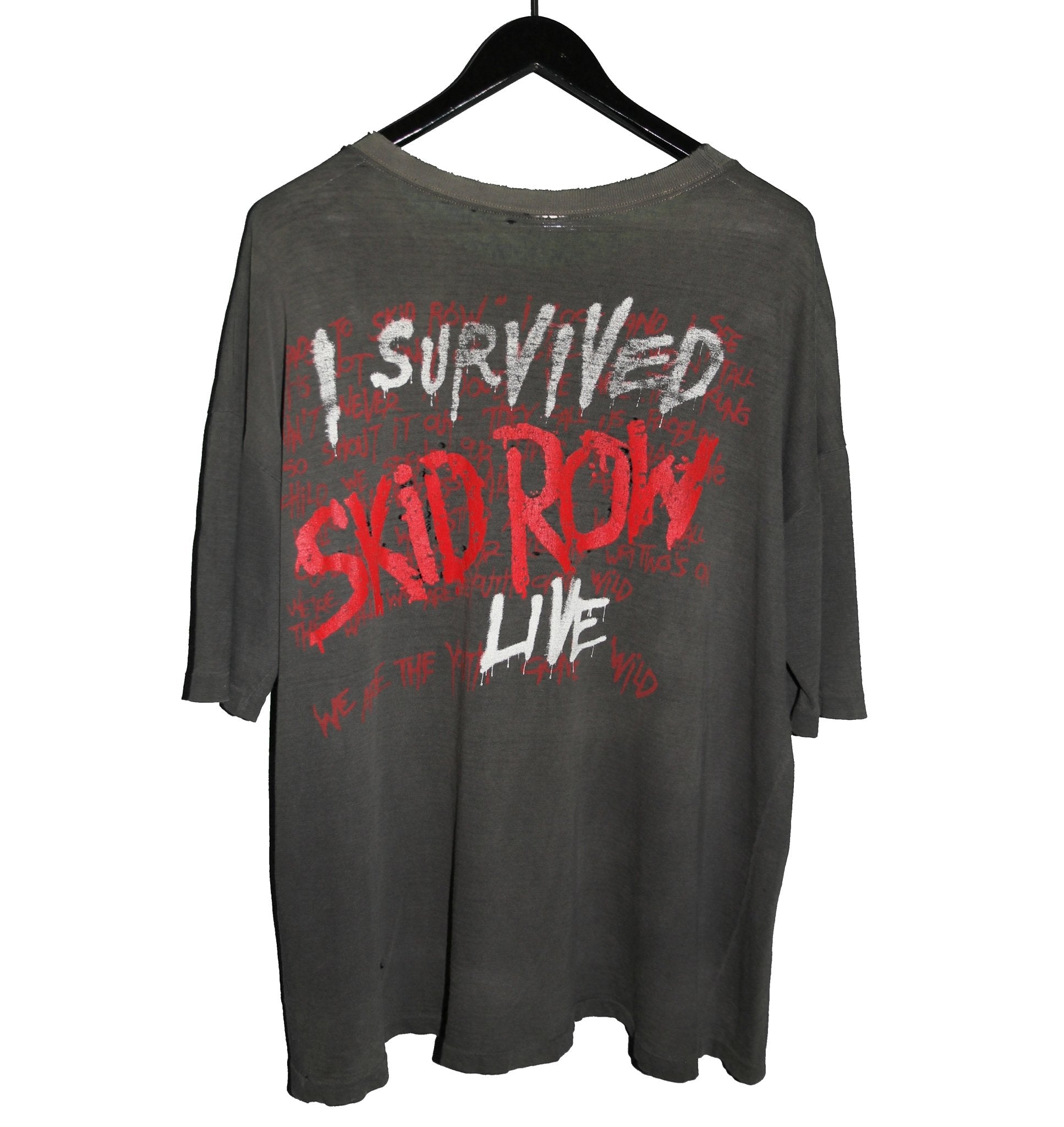 Skid Row 1990 I Survived Skid Row Live Tour Shirt - Faded AU