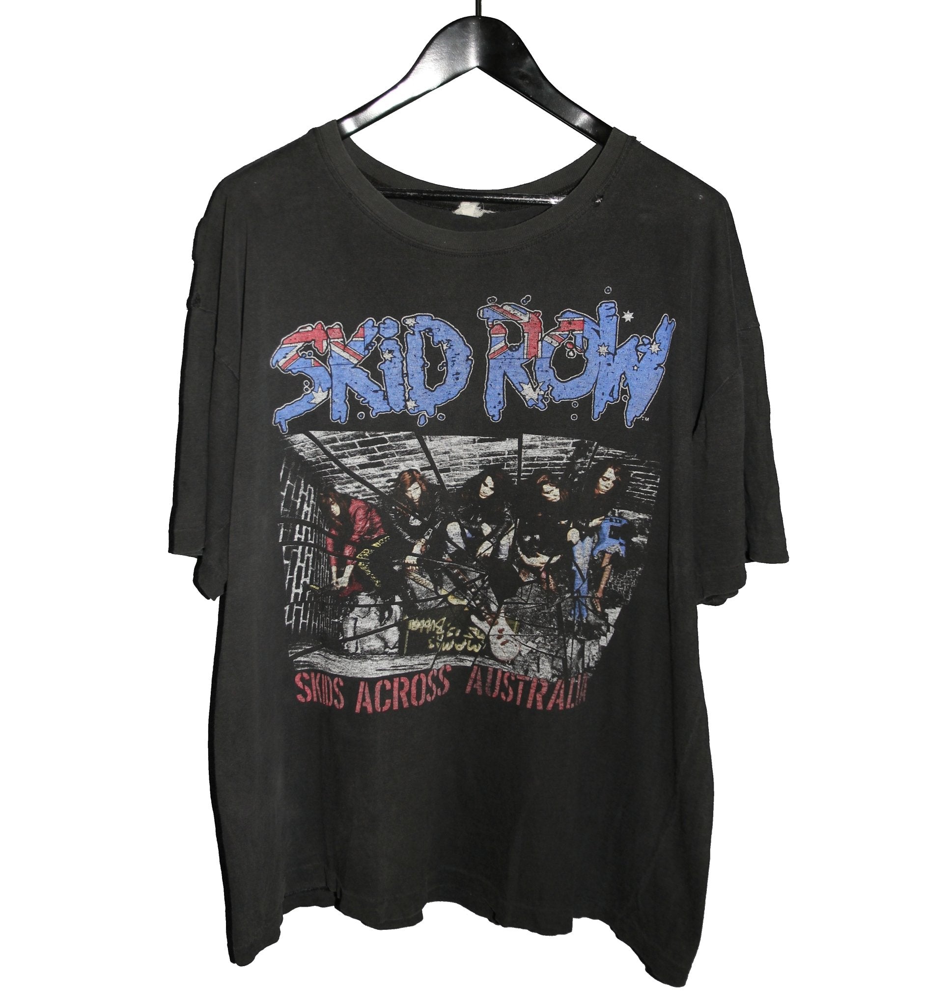 Skid Row 1990 Skids Across Australia Tour Shirt - Faded AU